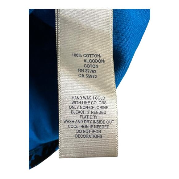 Rafaella Top Women's L Blue Black Animal Print 3/4 Sleeve Scoop Neck Ring Detail - Picture 6 of 7